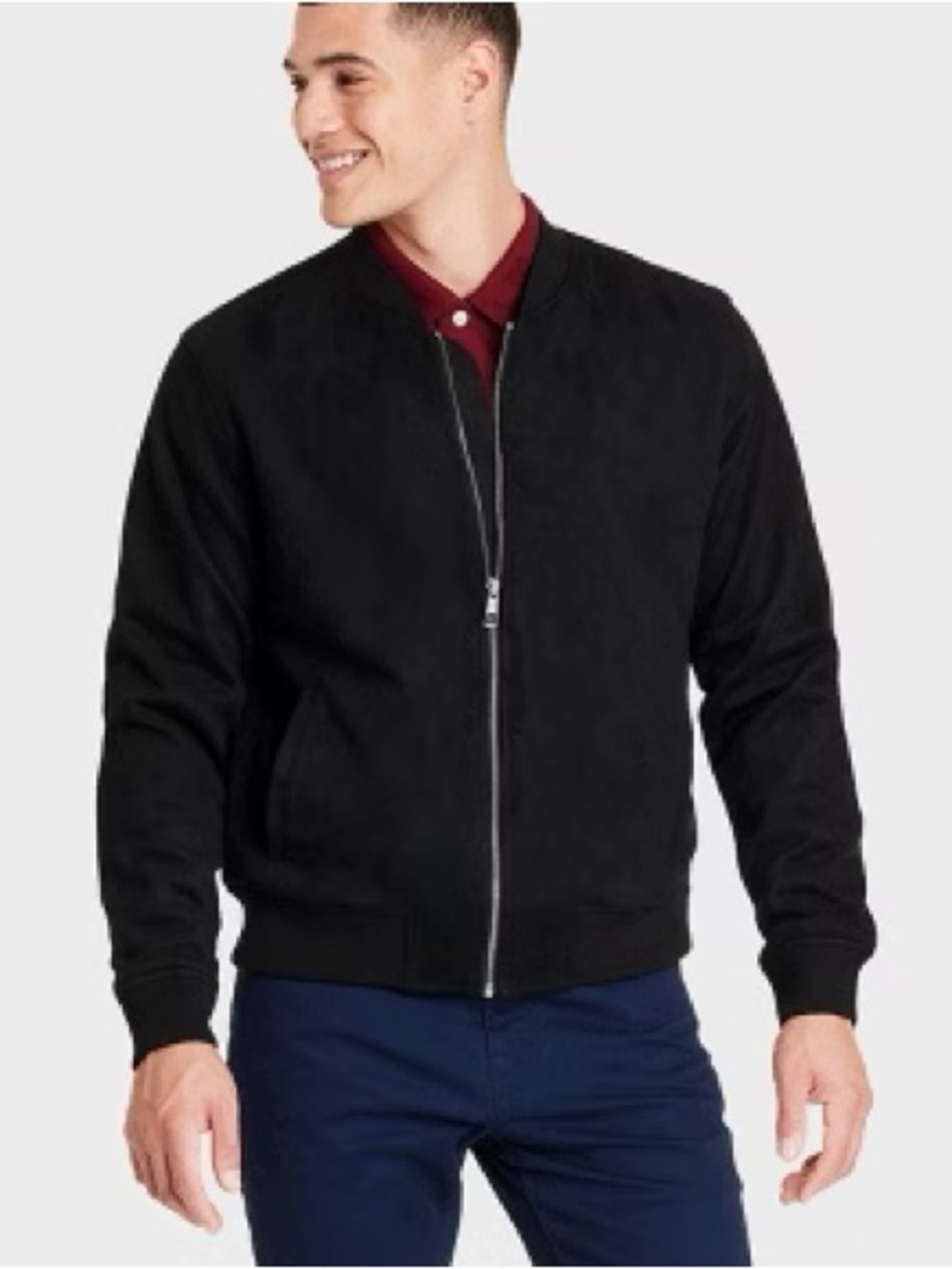 Goodfellow & Co Men's Faux Suede Bomber Jacket Black M